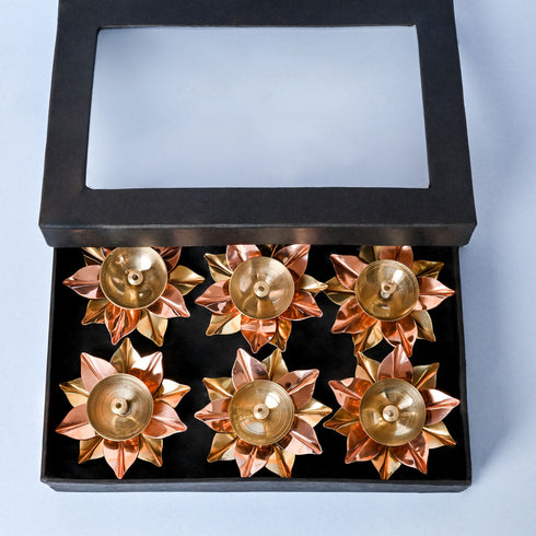 Samskara Home Udyan Metal Diyas (Set Of 6)